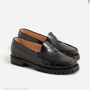 J Crew Winona lug-sole penny loafers in spazzolato leather